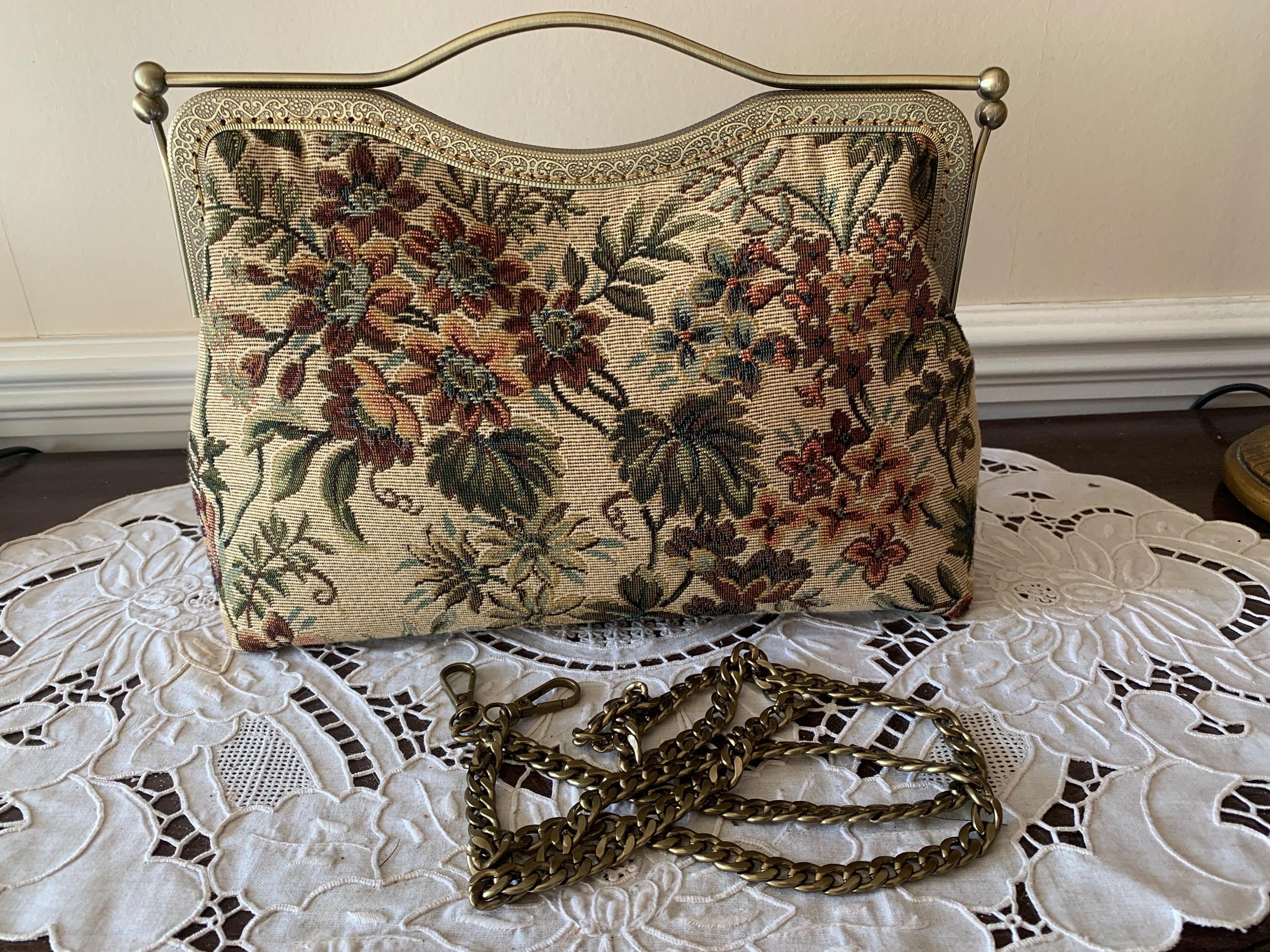 Sac De Soirée Ancien - Soie, XIX-XXe Siècle, Avec Miroir Et Bourse