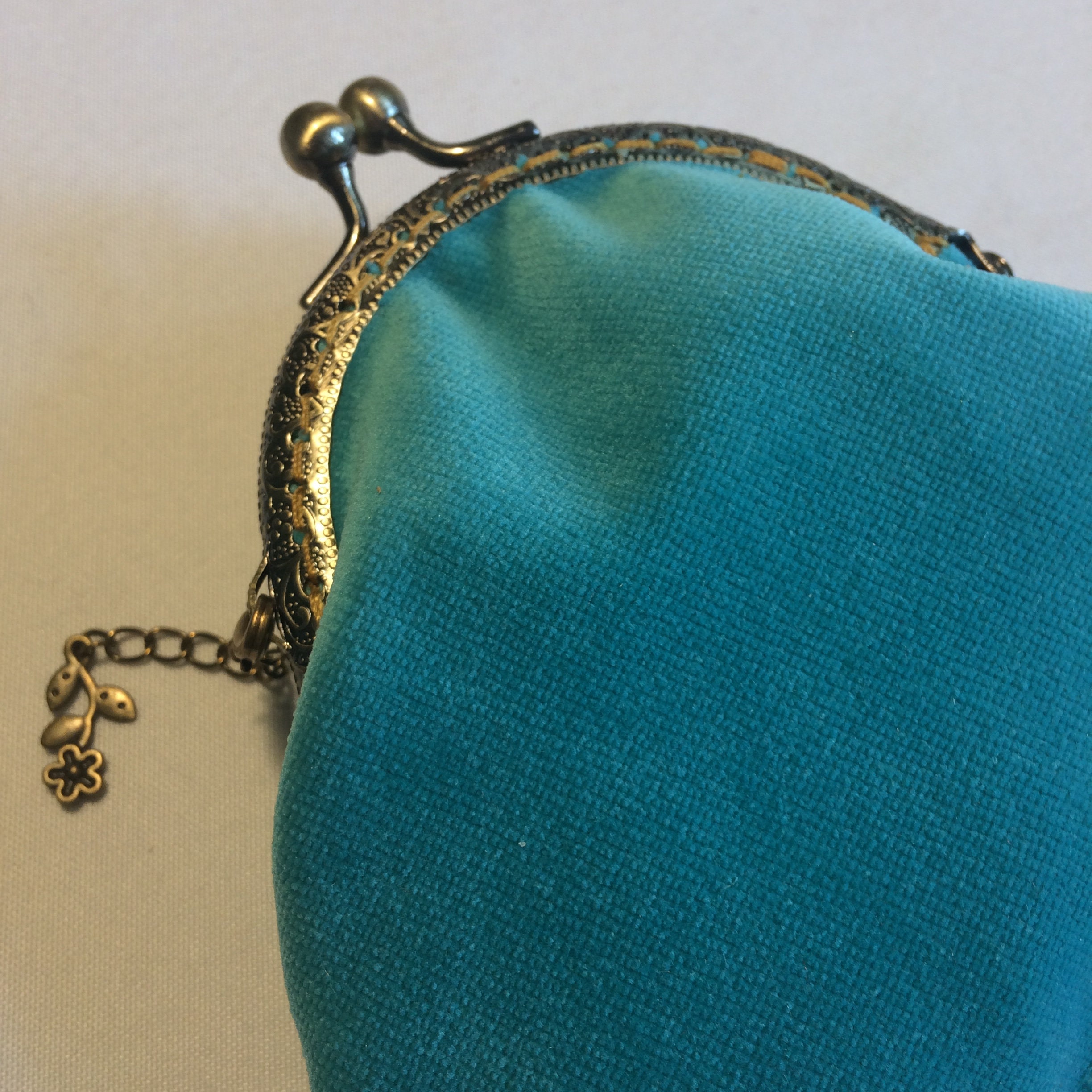 Victorian Inspired Kiss Clasp Purse in an Ice Blue Velvet Etsy