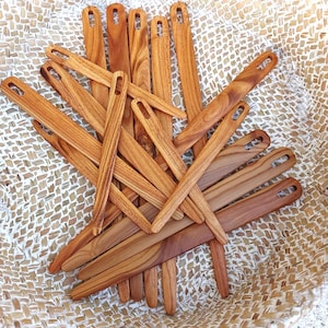 Aguja de tejer almendra, 3 tamaños, agujas de tapicería de ojo grande, aguja plana de madera para telar