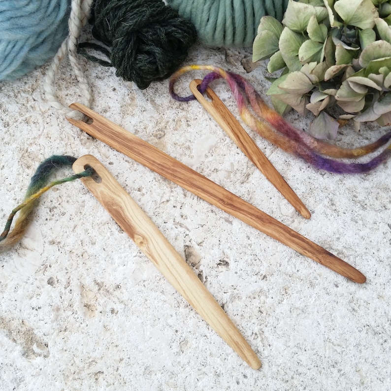 Olivewood Weaving Needle Olivewood Tapestry Needle Flat Wooden Etsy