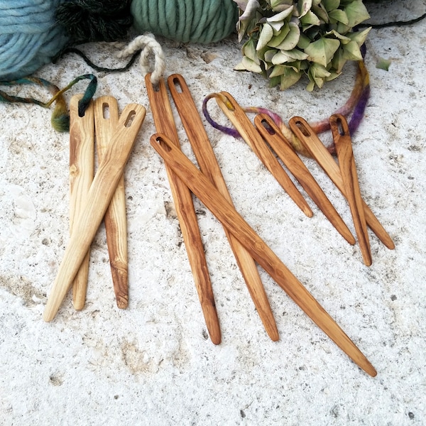 Olivewood Weaving Needle Olivewood Tapestry Needle Flat Wooden Weaving Needle Loom Needle Aiguille àTissage Aguja Madera Weben Webnadel Holz