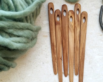 Nalbinding Needle Olive Wood Oslo Stitch Viking Needle Small Olivewood Nålebinding Needle