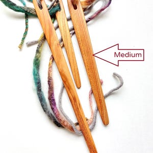 Weaving Needle Almond 3 Sizes Big Eye Tapestry Needles Flat Wooden Weaving Loom Needle Medium