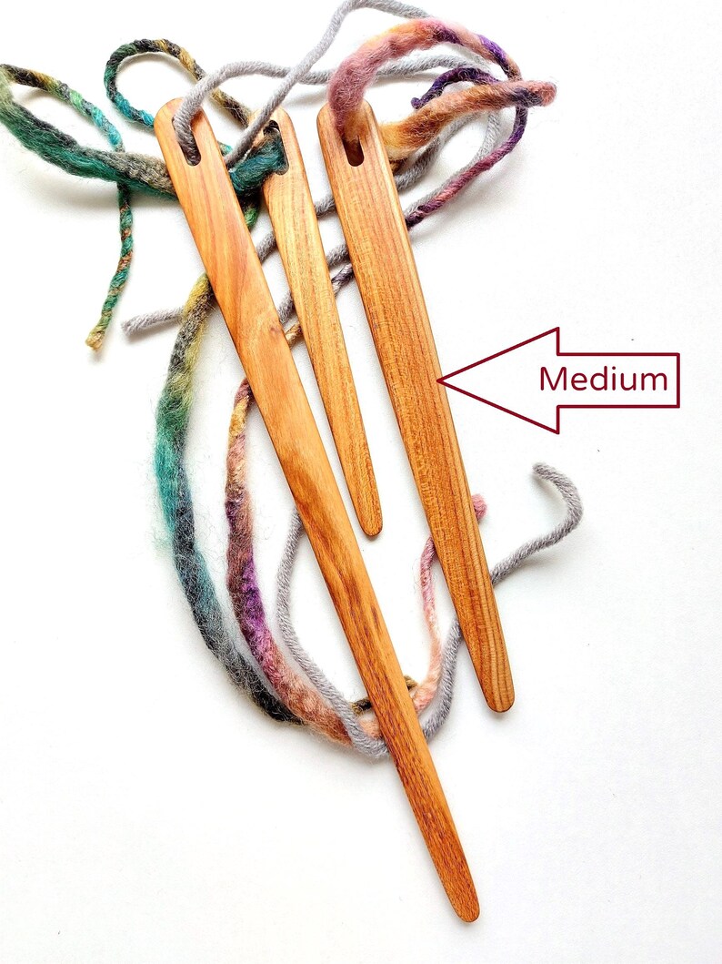 Weaving Needle Almond 3 Sizes Big Eye Tapestry Needles Flat Wooden Weaving Loom Needle Medium