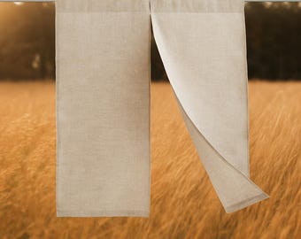 Natural Linen Japanese Noren. Minimalist Natural Doorway Divider, Custom Boho Style Room Decor
