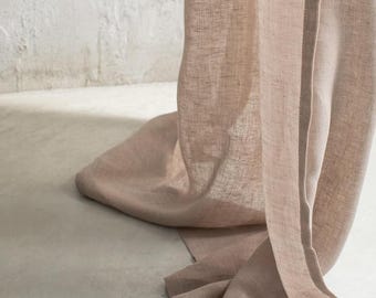 Natürlicher gewaschener leichter Leinenvorhang, schwere Leinendrapierung für Schlafzimmer, eleganter und minimalistischer Vorhang für Wohnzimmer