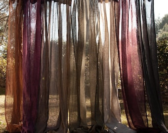 Extra wide Natural Linen Sheer Curtain, Tie top linen curtain one panel. Hemp Curtain Heavy Linen Drapery Panels for bedroom