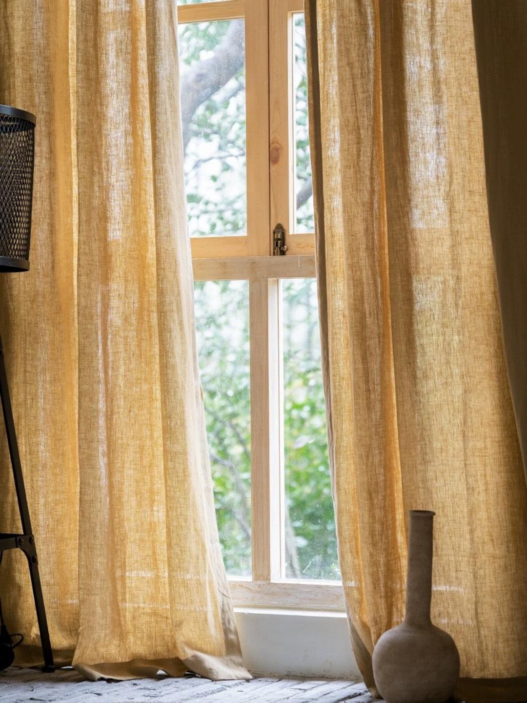 Custom Natural Linen Curtains Panel. Light Filtering Linen Drapes, 29 ...