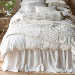 100% Linen Tailored Bed Skirt – king queen Custom Size Handmade Dust Ruffle, Farmhouse & Minimalist Bedding Decor