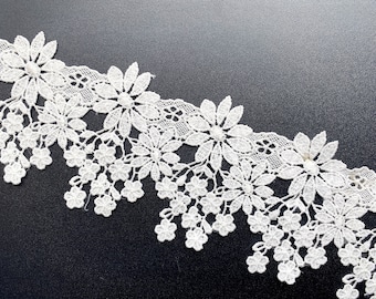 Tela de encaje borde de encaje floral vintage encaje DIY material de costura 8 cm de ancho vendido por metro No.D05