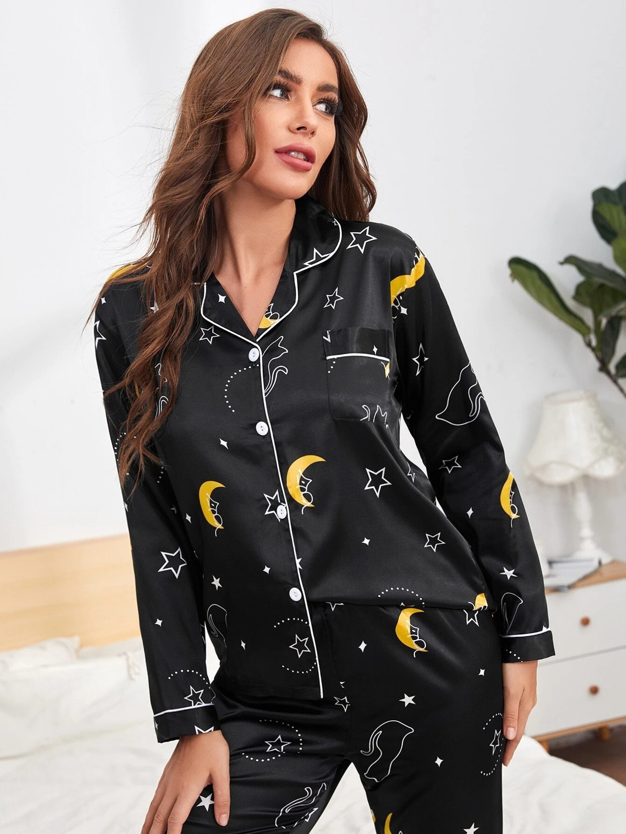 Printed cardigan pajamas for women Personalized Womens Git Etsy