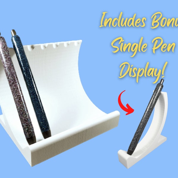 7 Pen Display Stand - for UV, Epoxy Glitter Pens w/Bonus Single Pen Display