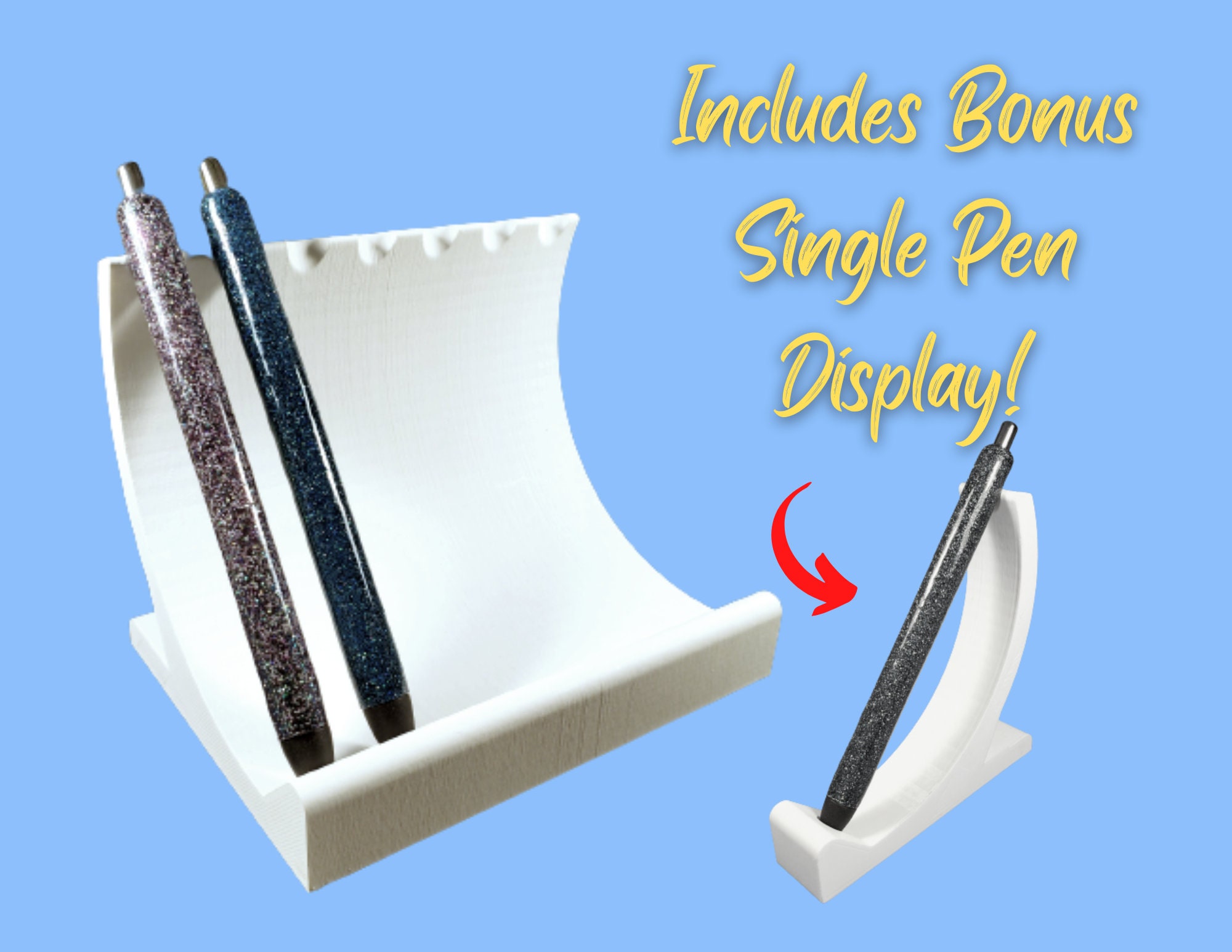 7 Pen Display Stand for UV, Epoxy Glitter Pens W/bonus Single Pen Display 