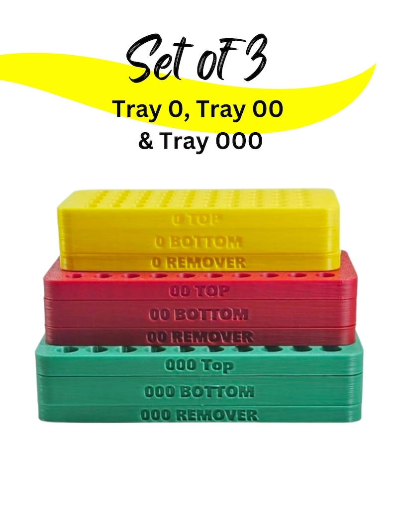 3 Unit Tube Rack - MicroCentrifuge Tube Tray for 0.5ml - 2ml Centrifuge Pipe sizes 0, 00 and 000, 50 Holes per tray Set of all 3 Trays