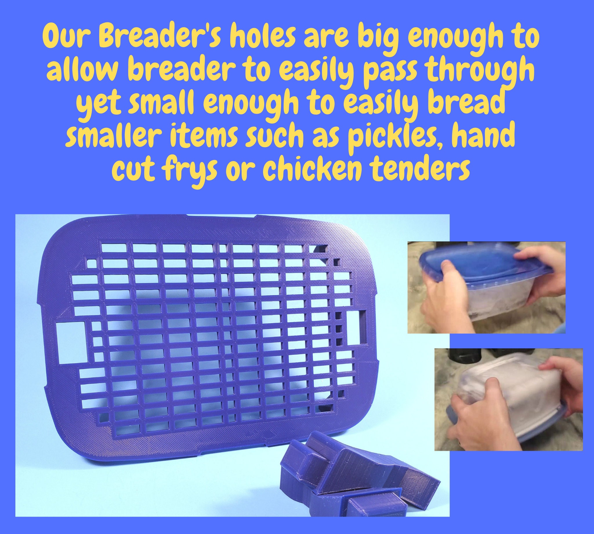 Breader Bowl Insert for Ziploc Container for Breading Hand Cut Fries,  Pickles, Chicken Tenders, Shrimp and More 