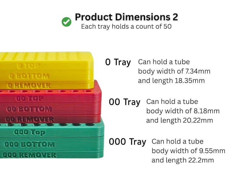 3 Unit Tube Rack - MicroCentrifuge Tube Tray for 0.5ml - 2ml Centrifuge Pipe sizes 0, 00 and 000, 50 Holes per tray zdjęcie 4