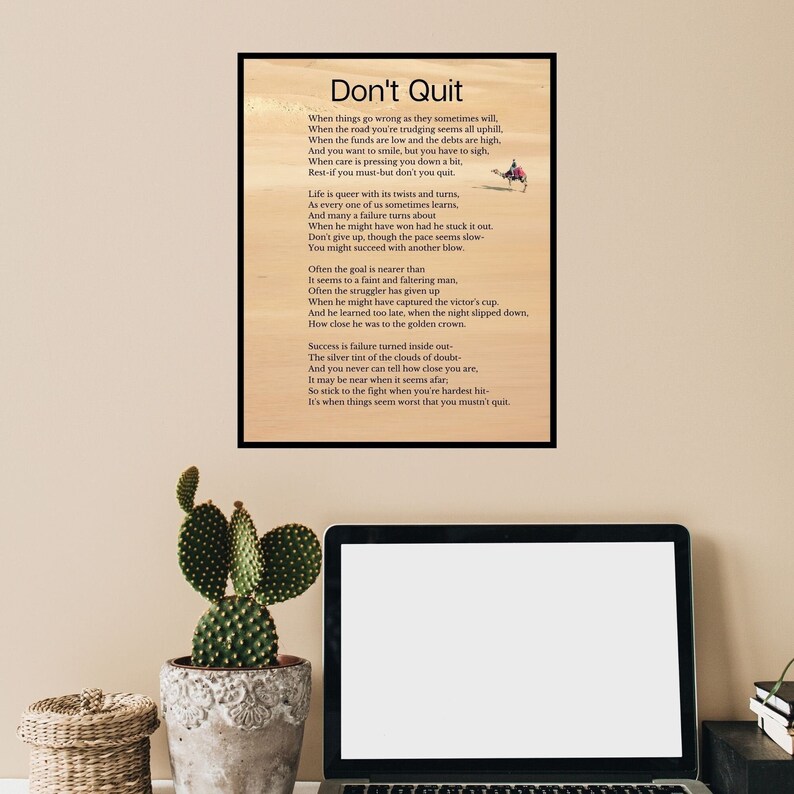 Don't Quit Poem Printable Wall Art Inspirational - Etsy