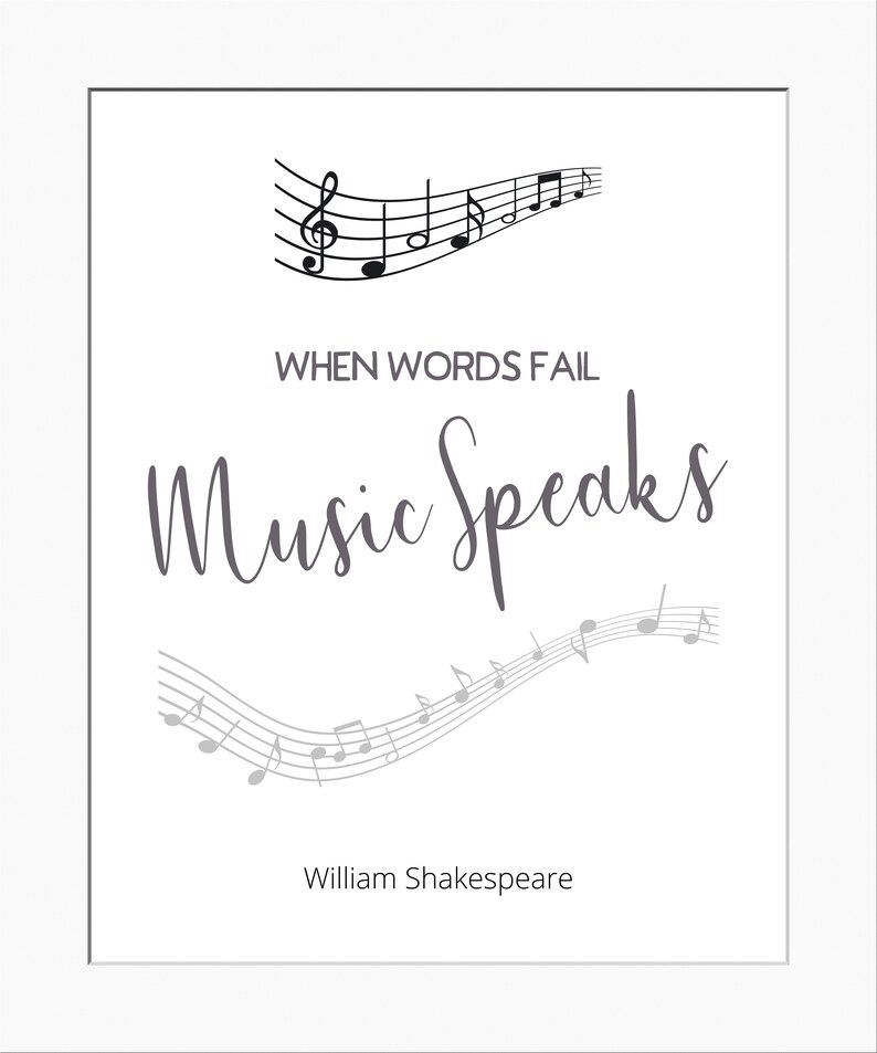 When Words Fail Music Speaks printable wall art Etsy