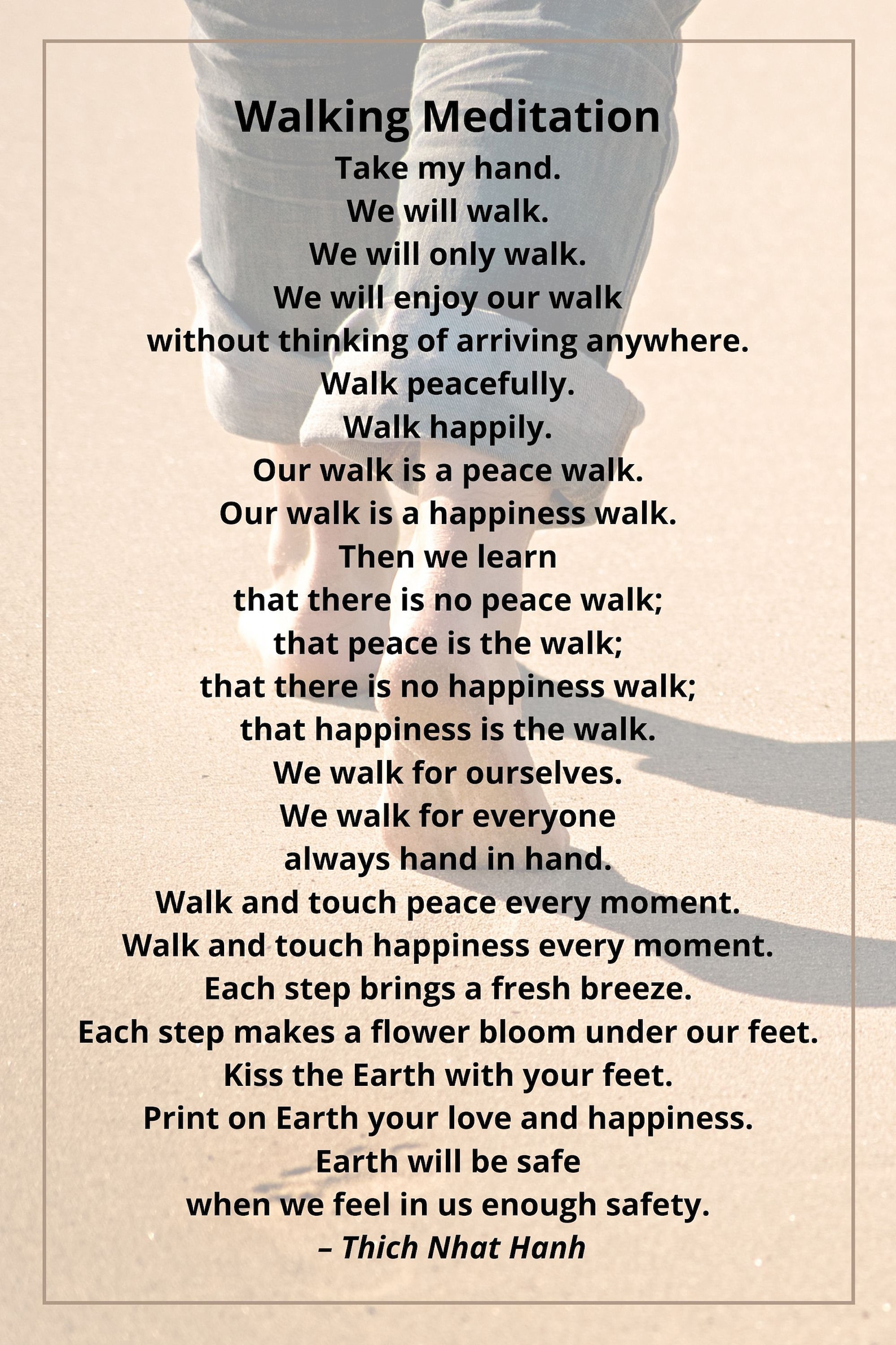 Walking Meditation Poem Thich Nhat Hanh Printable Wall - Etsy