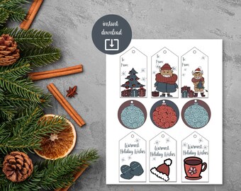 Hygge-inspired gift tags, Printable Christmas gift cards
