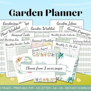 Garden Planner printable bundle for Vegetable and Flower Garden Organization, Homestead Gardening planner, Gardening Journal printable