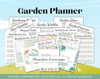 Pacchetto stampabile per la pianificazione del giardino, organizzazione dell'orto e del giardino fiorito, diario della fattoria (download immediato)