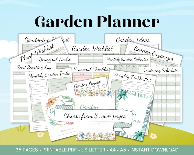 Garden Planner printable bundle for Vegetable and Flower Garden Organization, Homestead Gardening planner, Gardening Journal printable
