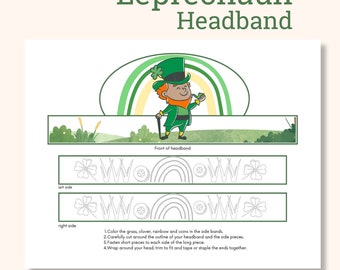St. Patrick's Day Leprechaun Crown, Kids Coloring Craft (Digital Download)