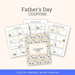 Father&#39;s Day Coupons, printable DIY gift for Dad, Craft gift from kids, Coupons for Dad