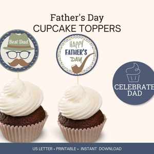 Father's Day Printable Cupcake Toppers, Gift or Cookie Bag Tags, Party ...