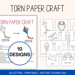Lavoretto con carta strappata stampabile, lavoretto estivo per asilo nido, scuola materna, scuola domenicale, scuola biblica estiva, progetto artistico con carta strappata