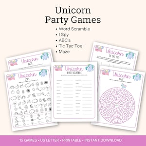 Unicorn Party Games Printable Bundle, Unicorn Activities, Unicorn ...
