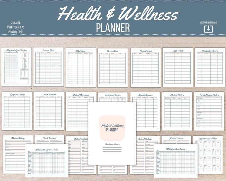 Health and Wellness Planner Printable Etsy