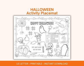 Foglio di attività di Halloween per bambini, da colorare e con giochi stampabili (download digitale)