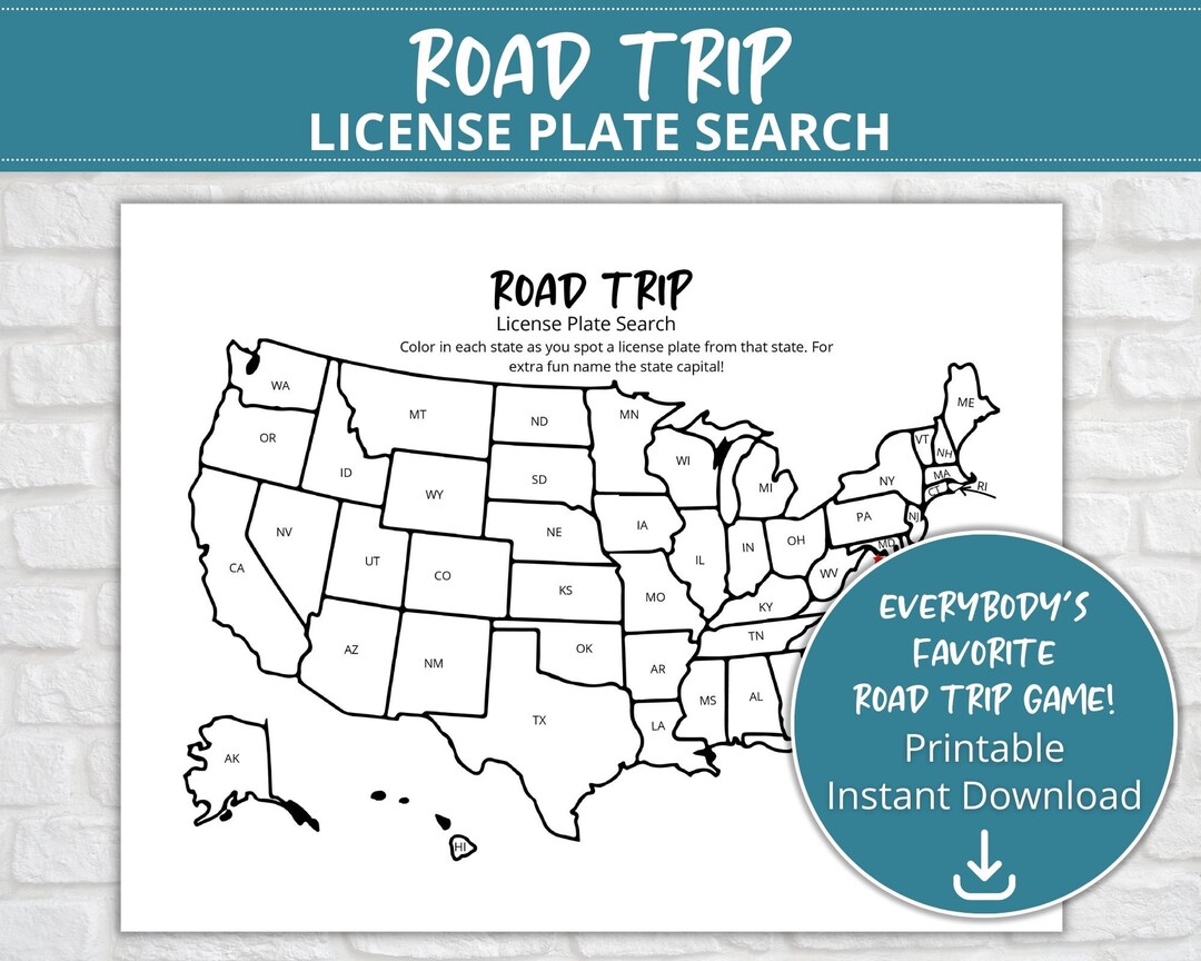License Plate Search Printable Road Trip Game - Etsy