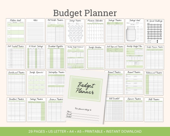 Printable Budget Planner Bundle | Finance & Savings Trackers (PDF)