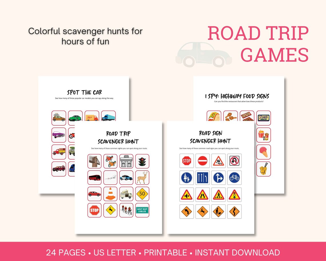 Road Trip Games Printable for Kids Car Games Kids Travel Games Road ...