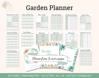 Pacchetto stampabile Garden Planner per l'organizzazione di orti e fiori, pianificatore di giardinaggio Homestead, diario di giardinaggio stampabile