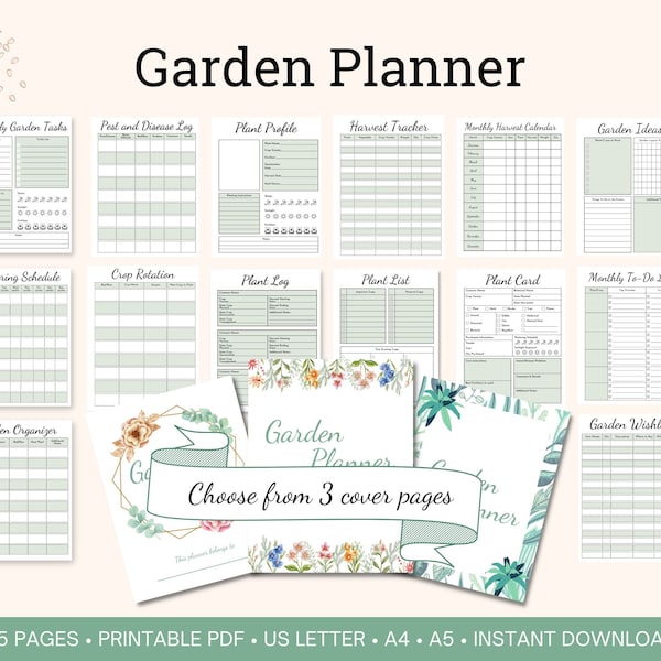 Garden Planner printable bundle for Vegetable and Flower Garden Organization, Homestead Gardening planner, Gardening Journal printable