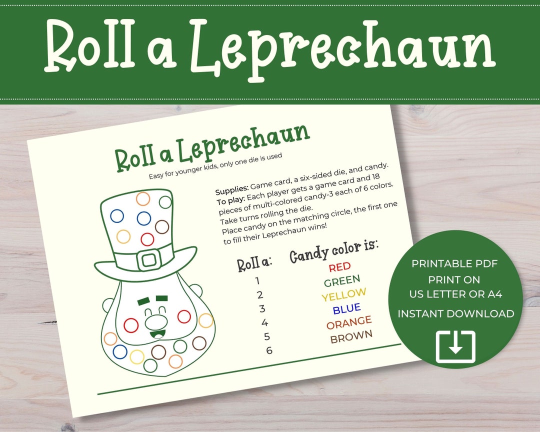 Roll a Leprechaun Printable Game St. Patrick's Day