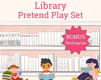 Library Pretend Play Printable Kit, Homeschool Activity (PDF)