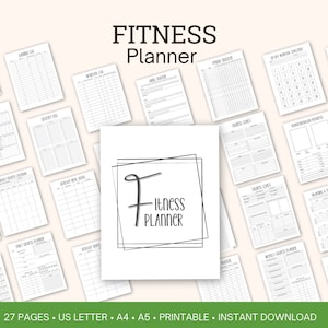 Fitness Planner Printable, Workout Planner, Fitness Goal Tracker, Workout Log, Meal Planner, Health & Fitness Planner, Weight Loss Planner