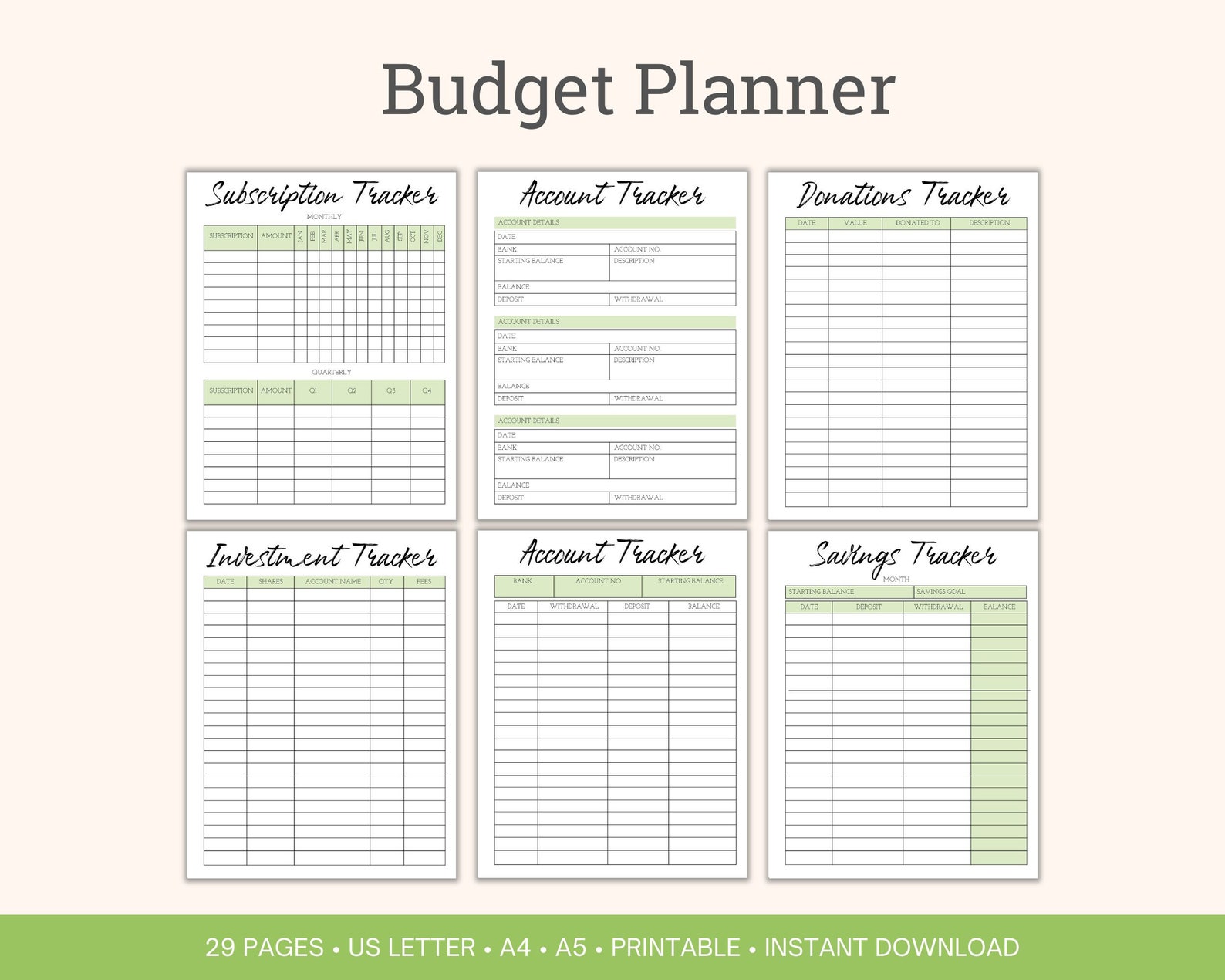 Printable Budget Planner Bundle | Finance & Savings Trackers (PDF) - Etsy