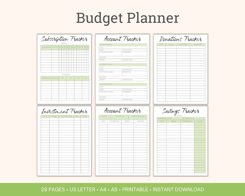 Printable Budget Planner Bundle | Finance & Savings Trackers (PDF)