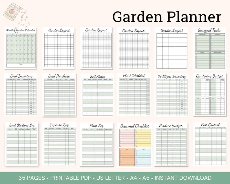 Garden Planner printable bundle for Vegetable and Flower Garden Organization, Homestead Gardening planner, Gardening Journal printable