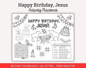 Happy Birthday Jesus activity sheet printable, Jesus printable craft, Christmas craft, Sunday School activity, Jesus Birthday craft for kids