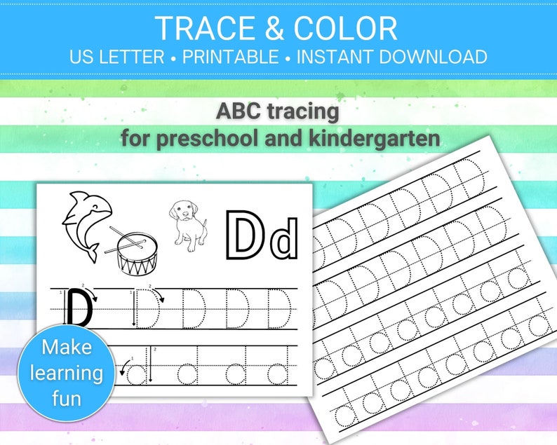 Trace and Color Printable Alphabet Workbook Hand Lettering - Etsy