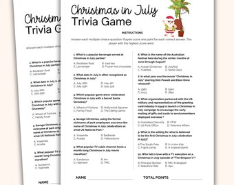 Trivia-spel Kerstmis in juli, afdrukbaar familiespel (pdf)