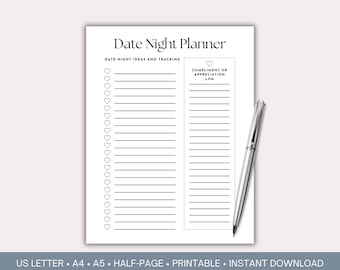 Date Night Planner for Busy Couples Printable, Couples Connection Activities (Digital Download)