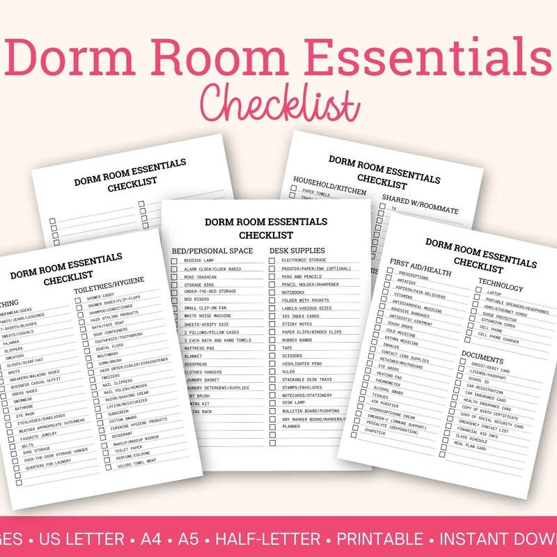 Packing Checklist College - Etsy